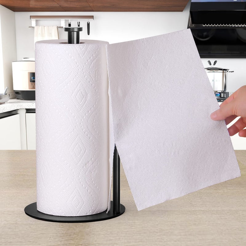 OBODING Paper Towel Holder Countertop, OBODING, Black Kitchen Paper Towel Holder Stand for Kitchen and Bathroom Organization, Stainless Steel Paper Towel Holders for Standard and Large Rolls (Matte Black) - Image 3